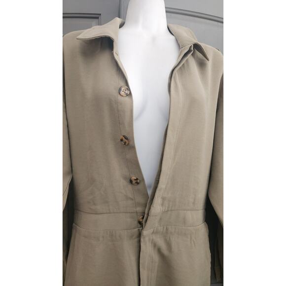 L'Academie Dylan Shorts Romper Olive Green button Front Long Sleeve Pockets Sm - Picture 4 of 9